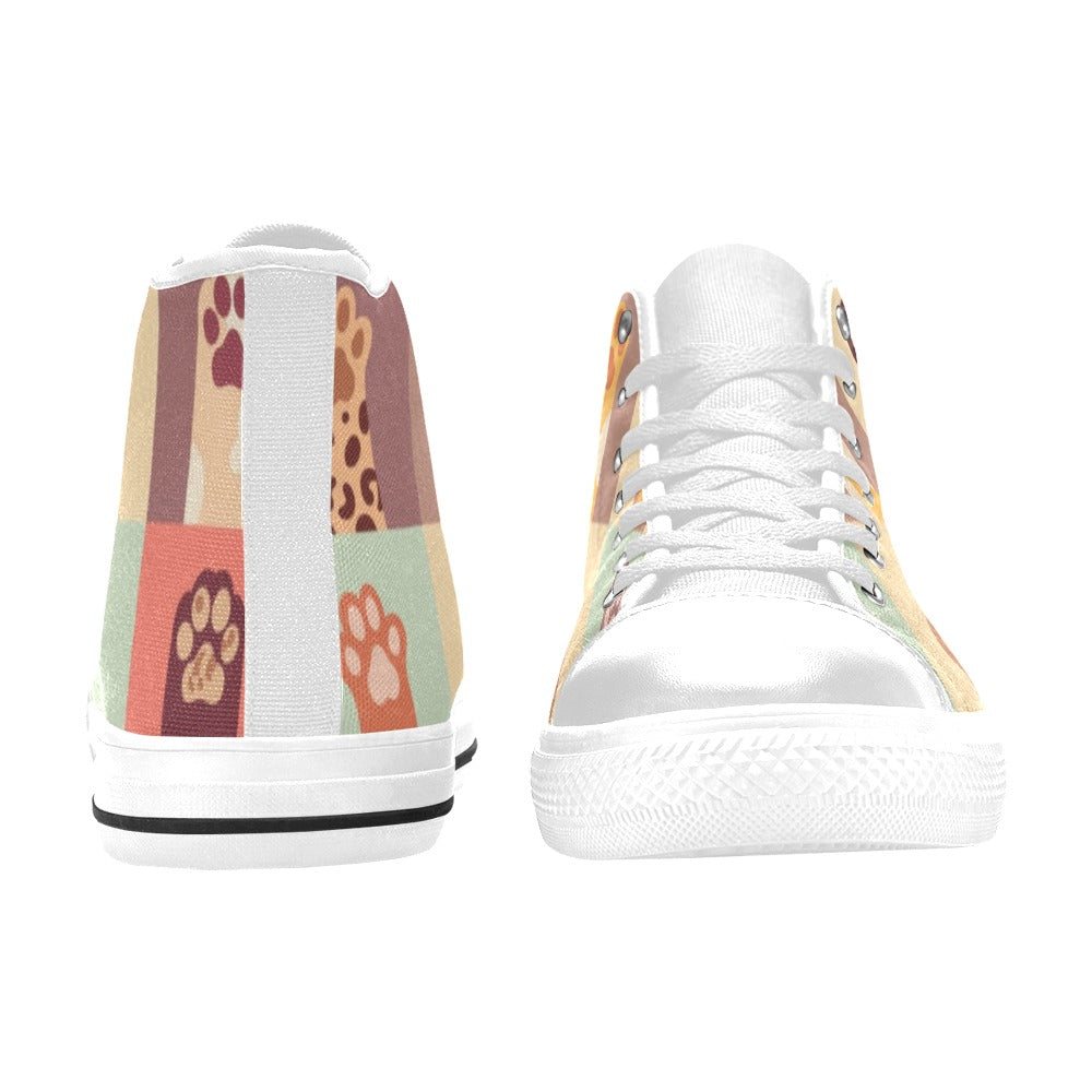 Cat Paws - Kids High Top Canvas Shoes