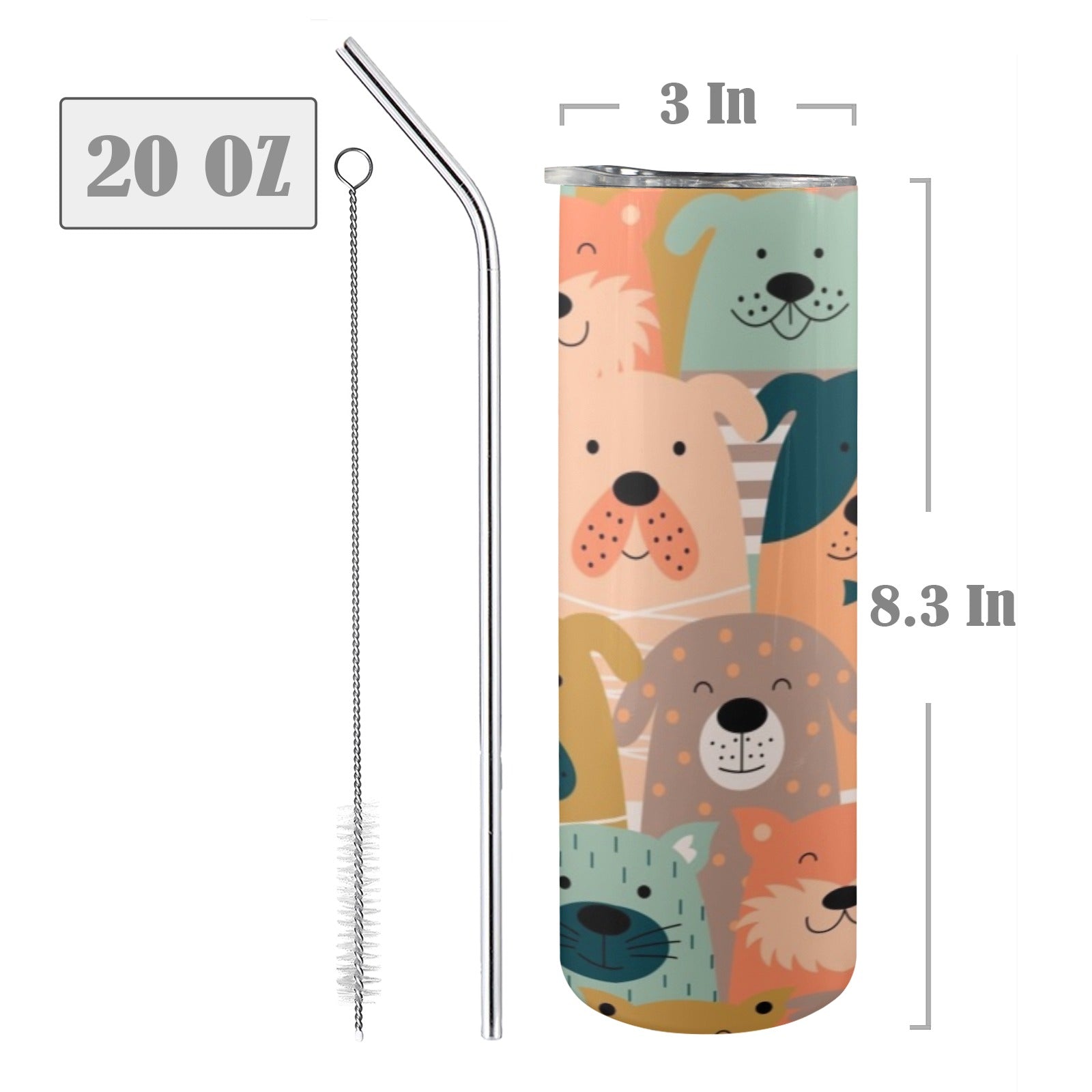 Lots Of Dogs - 20oz Tall Skinny Tumbler with Lid and Straw