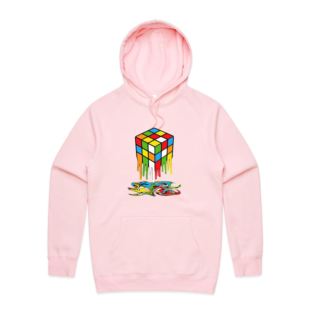 Melting Game Cube - Mens Hoodie Pink Mens Hoodie Games Printed In Australia