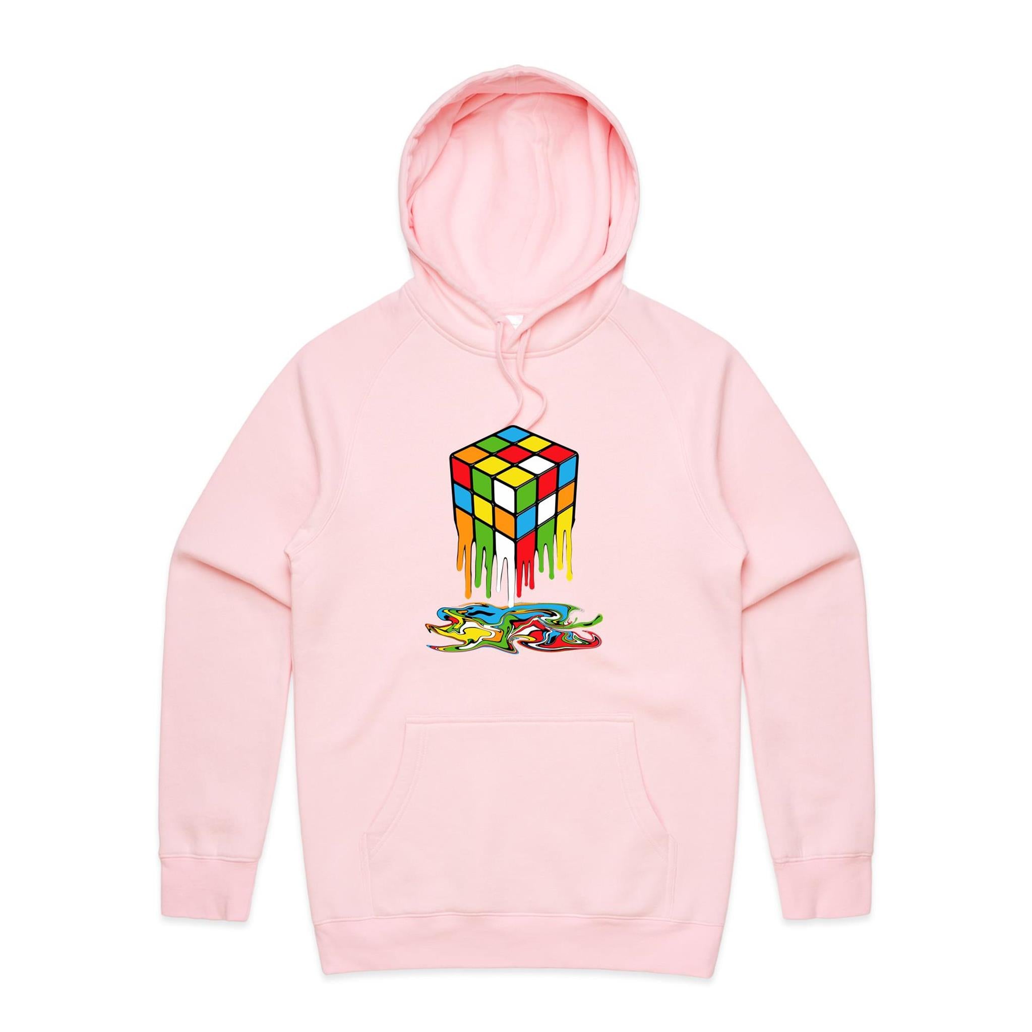 Melting Game Cube - Mens Hoodie Pink Mens Hoodie Games Printed In Australia