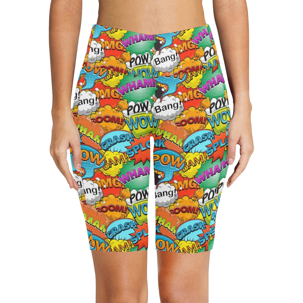Comic Book 2 Women's Bike Shorts With Side Pockets Women's Bike Shorts comic Printed Offshore