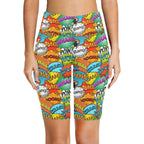 Comic Book 2 Women's Bike Shorts With Side Pockets Women's Bike Shorts comic Printed Offshore