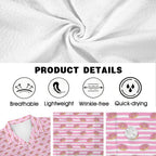 Pink Donut Stripes Men's Crinkle Hawaiian Shirt
