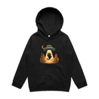Black Cat Alien UFO Abduction Kids AS Colour Hoodie