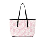 Pink Hawaiian Floral PU Leather Tote Bag Large One Size Leather Tote Bag-Large Plants Printed Offshore