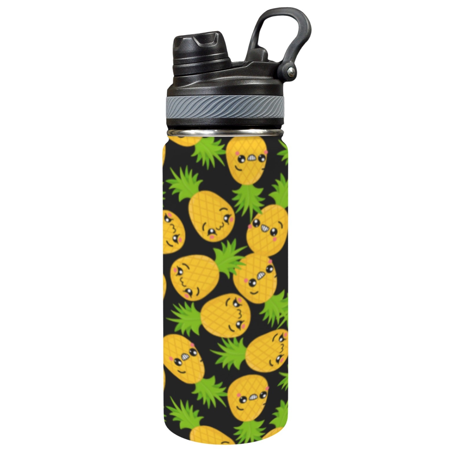 Cool Pineapples - Insulated Water Bottle with Dual-Use Lid (18oz) One Size Insulated Water Bottle with Dual-Use Lid (18oz) Food Printed Offshore