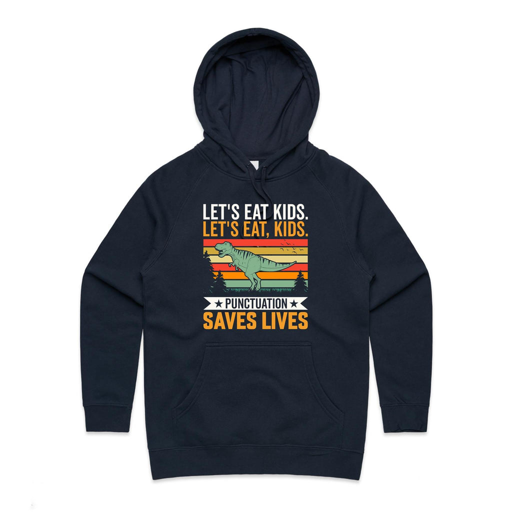 Punctuation Saves Lives, Dinosaur Women's AS Colour Hoodie