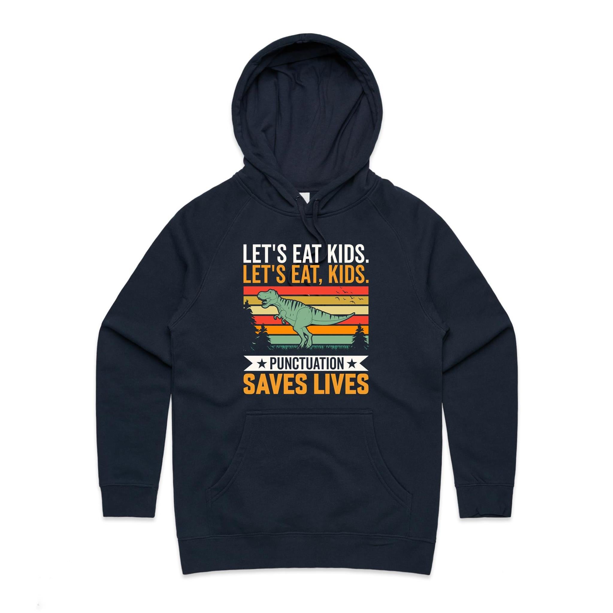 Punctuation Saves Lives, Dinosaur Women's AS Colour Hoodie