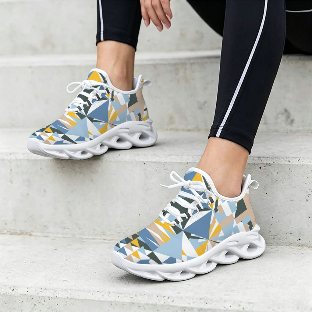 Abstract Shapes In Blue And Yellow Women's Twisted Sole Sneakers