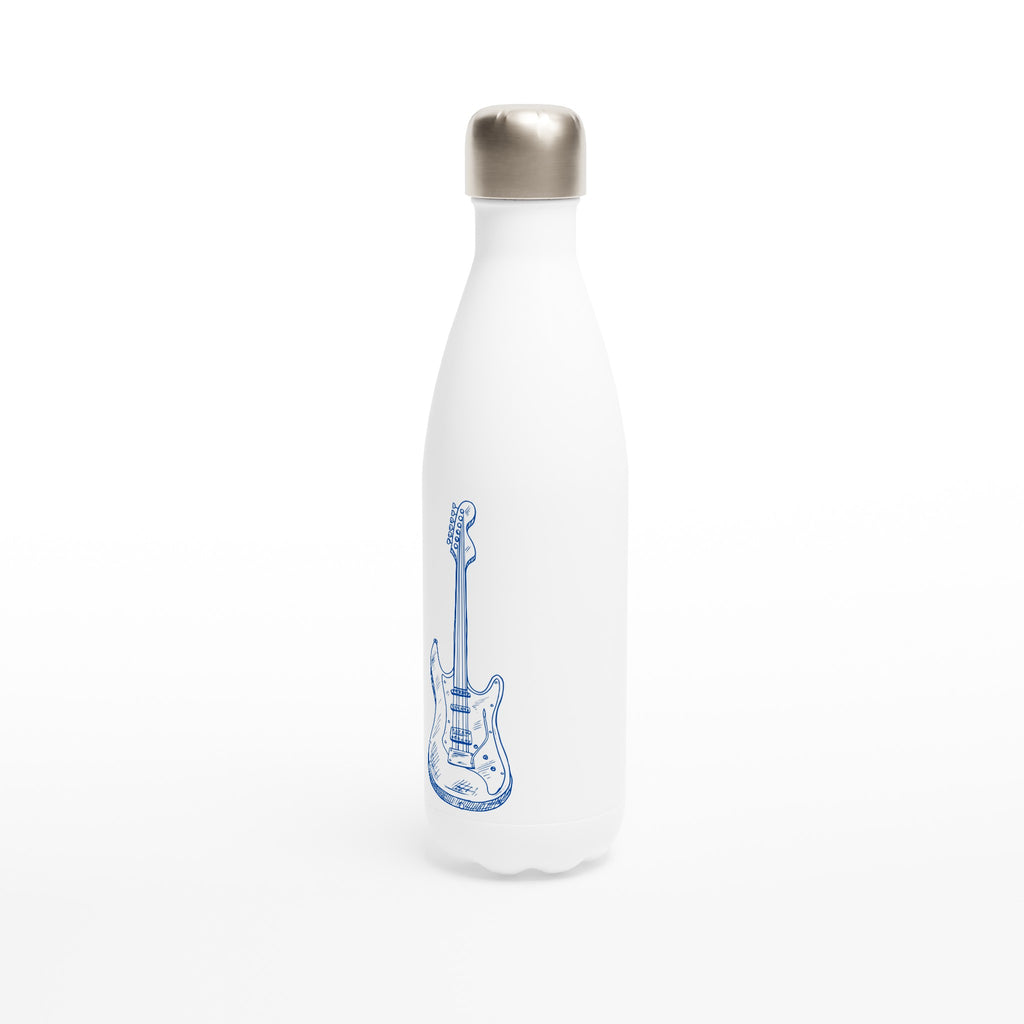 Guitar - White 17oz Stainless Steel Water Bottle White Water Bottle Globally Fulfilled Music