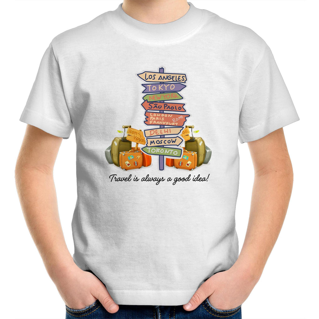 Travel Is Always A Good Idea - Kids Youth T-Shirt White Kids Youth T-shirt Printed In Australia