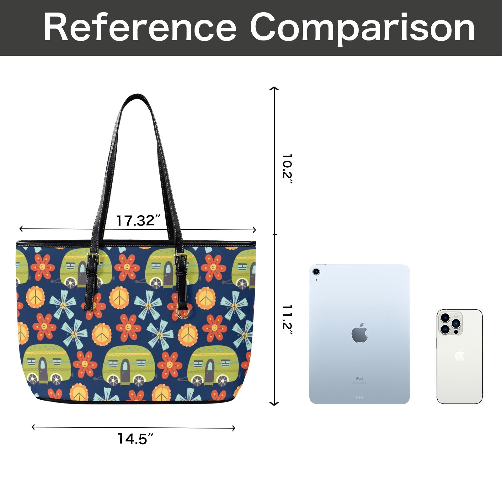 Hippie Caravan - Leather Tote Bag-Large