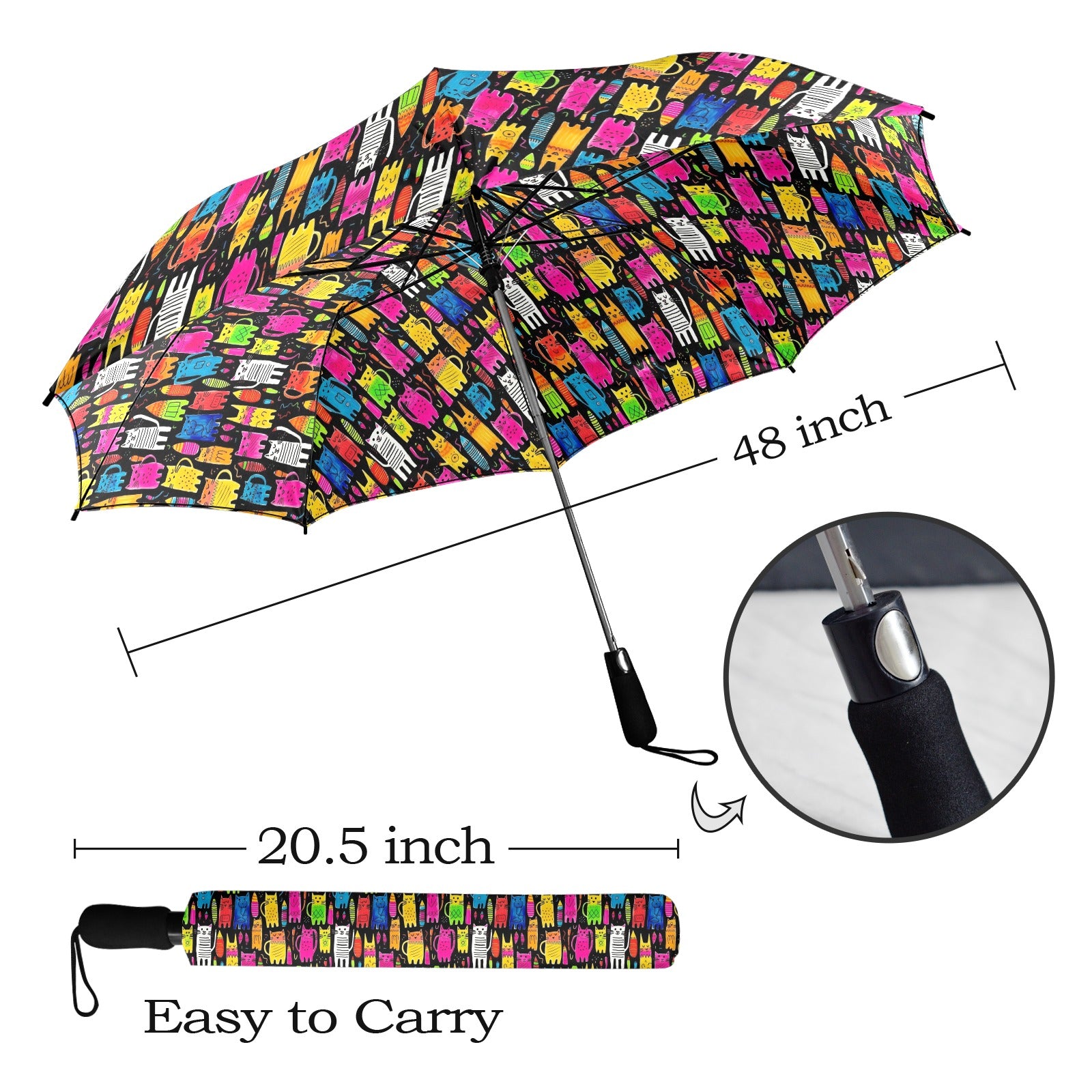 Colourful Cats - Semi-Automatic Foldable Umbrella (Model U12) Semi-Automatic Foldable Umbrella (U12)