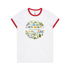 Stay Natural - Women's Ringer Tee White Red Womens Ringer T-shirt Plants Printed In Australia