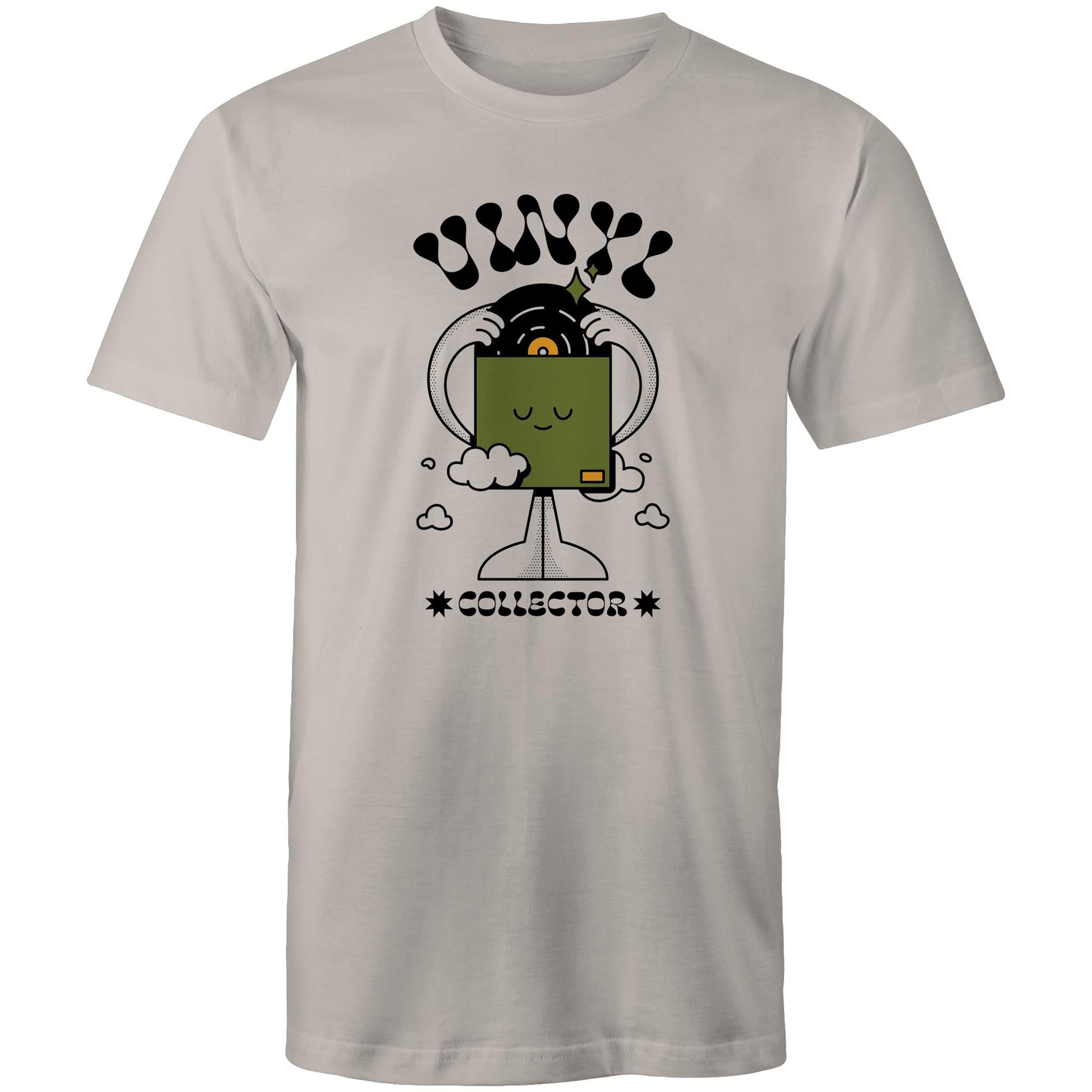 Vinyl Collector, Music Records - Mens T-Shirt Light Grey Mens T-shirt Music Printed In Australia Retro