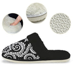 Black And White Swirl Women's Fur Trim Thick-Sole Indoor Slippers Women's Fur Trimmed Slippers Printed Offshore