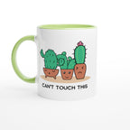 Cactus, Can't Touch This - White 11oz Ceramic Mug with Colour Inside Ceramic Green Colour 11oz Mug funny Globally Fulfilled Plants