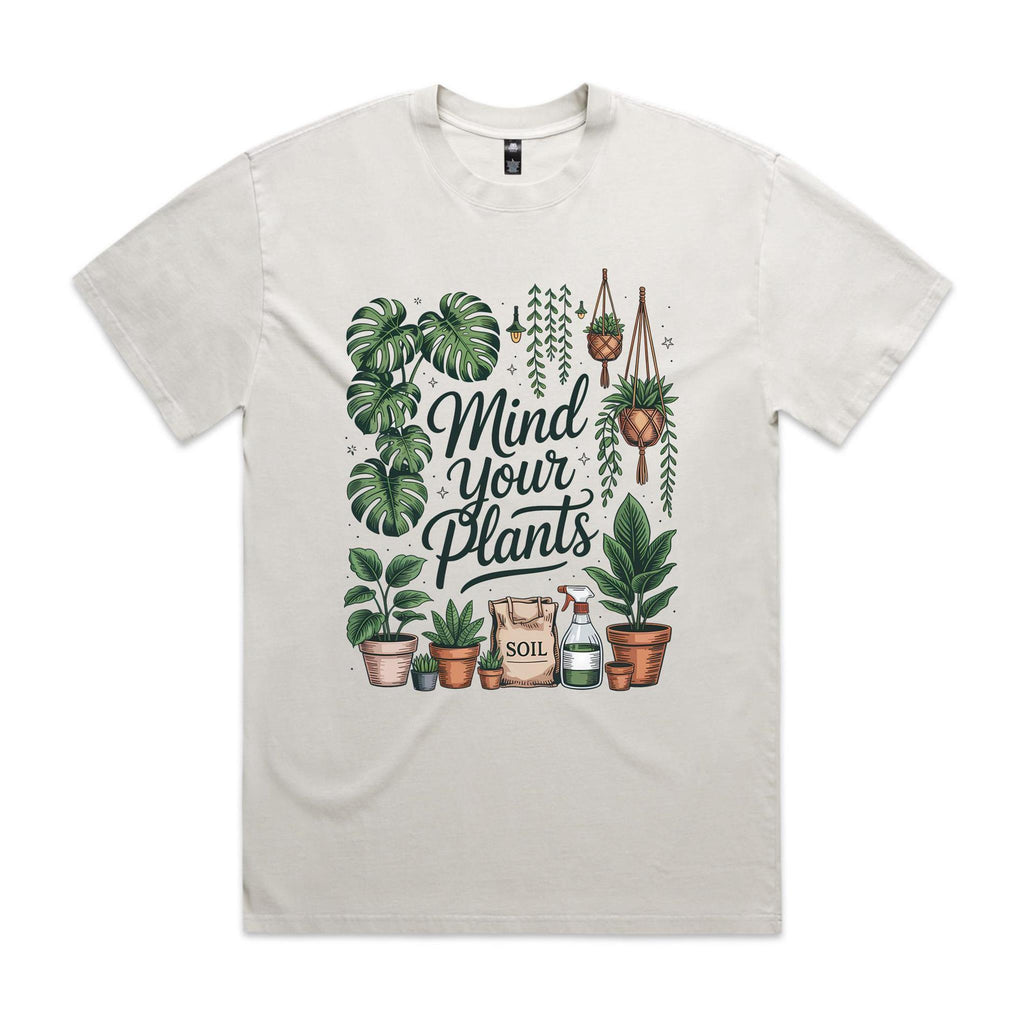 Mind Your Plants AS Colour Heavy Faded Tee Unisex Faded bone Heavy Faded T-shirt Plants Printed In Australia