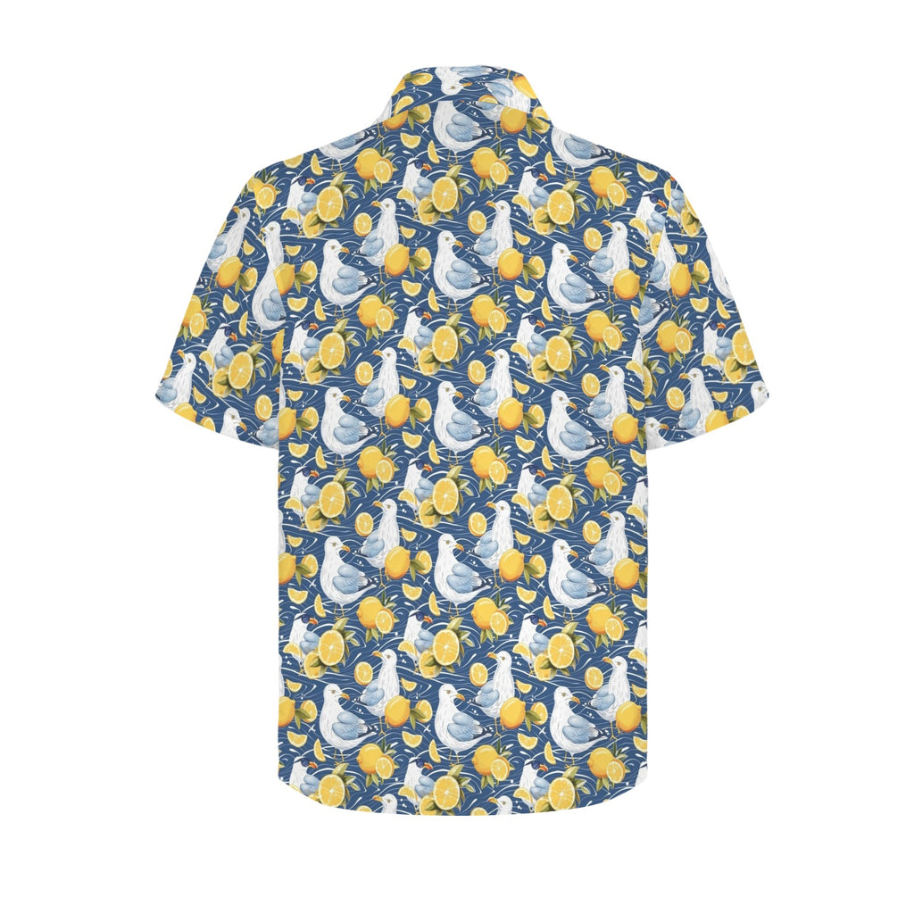 Lemon Seagull Men's Short Sleeve Hawaiian Shirt Men's Hawaiian Shirt (New) animal Printed Offshore
