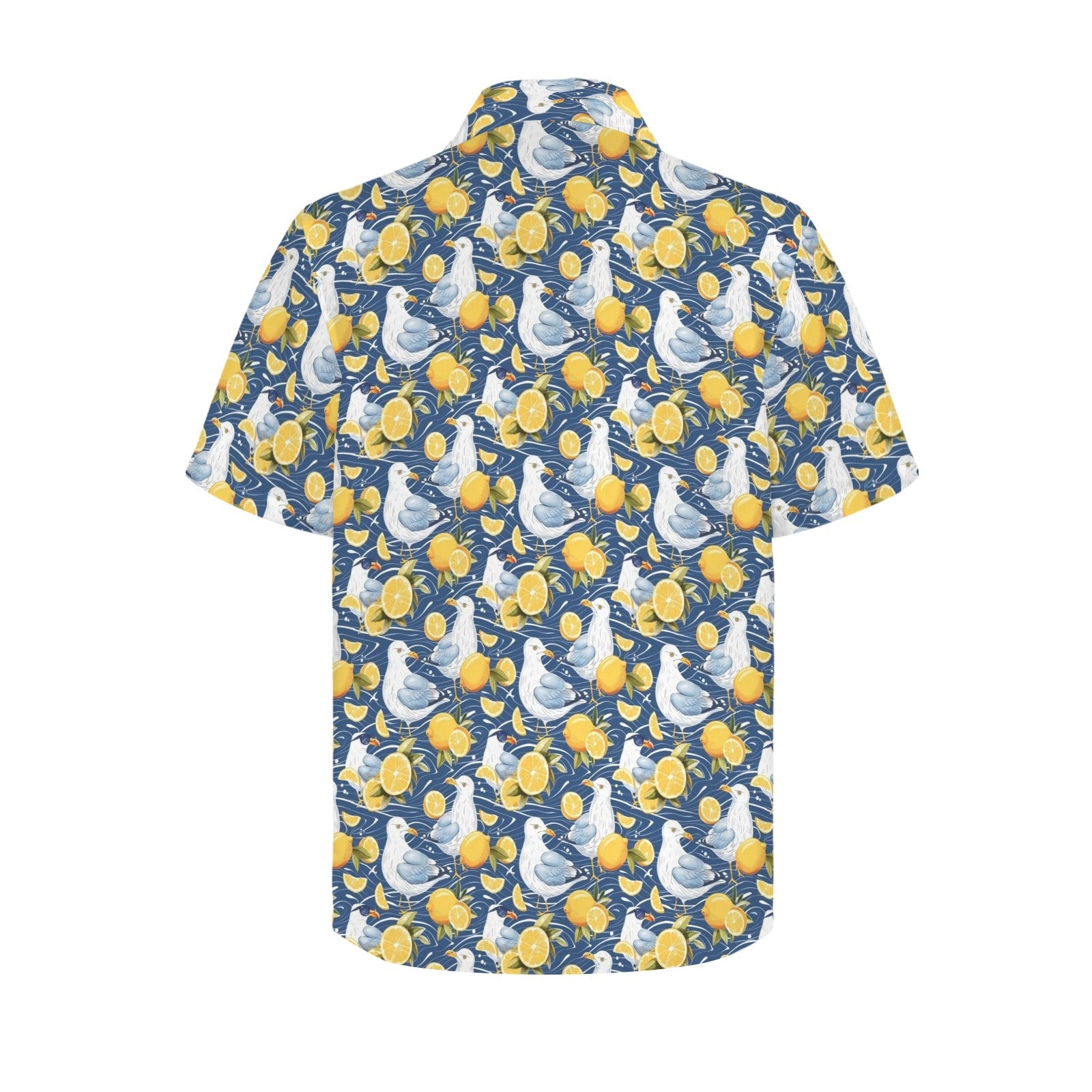 Lemon Seagull - Men's Short Sleeve Hawaiian Shirt Men's Hawaiian Shirt (New) animal Printed Offshore