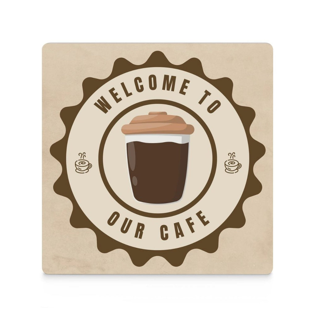 Welcome To Our Cafe - Ceramic Coasters (Square) Ceramic Coasters Coffee Printed Offshore