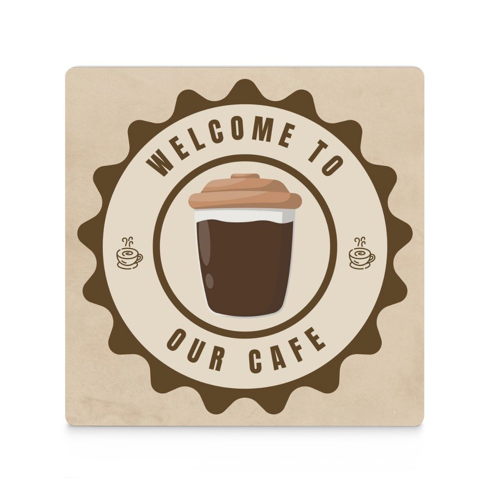 Welcome To Our Cafe - Ceramic Coasters (Square) Ceramic Coasters Coffee Printed Offshore
