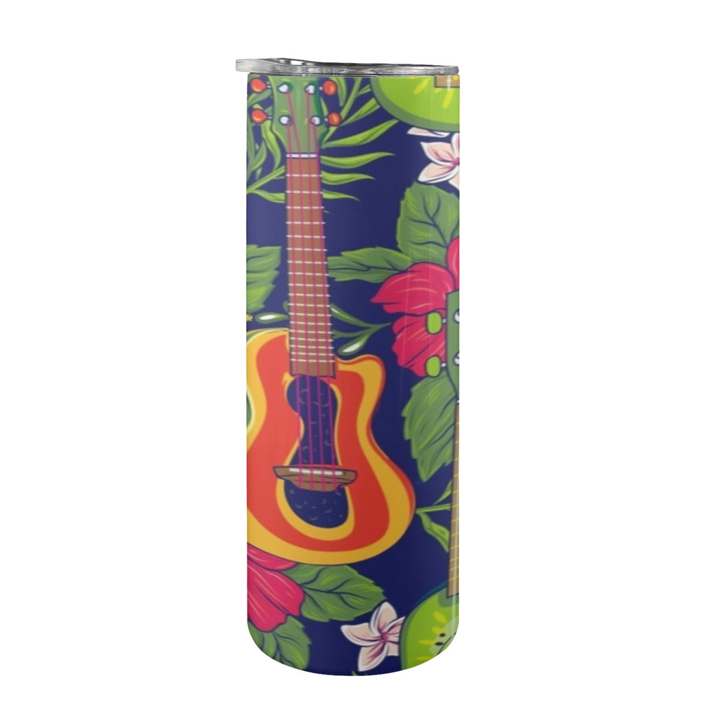 Tropical Ukulele 20oz Tall Skinny Tumbler with Lid and Straw