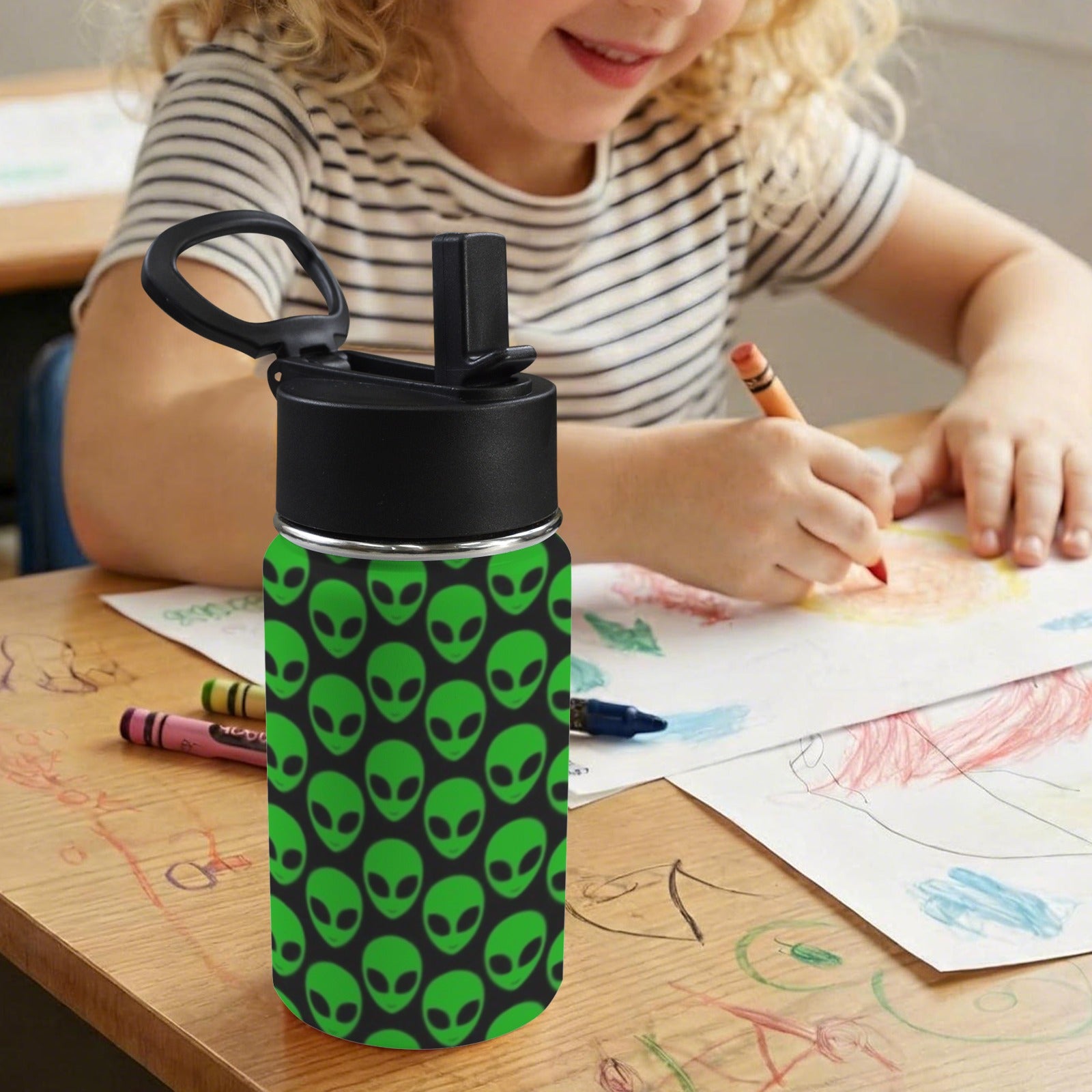 Aliens 12oz Kids Water Bottle with Straw Lid
