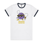 Music Moves Me - Staple Ringer Tee White Navy