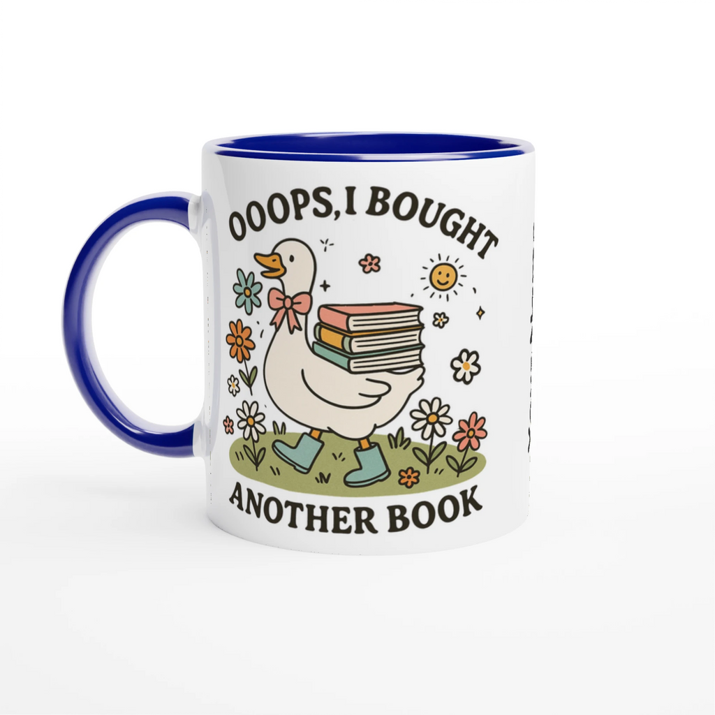 Personalised - Oops, I Bought Another Book - White 11oz Ceramic Mug with Colour Inside Ceramic Blue Personalised 11oz Mug animal customise Globally Fulfilled personalise Reading