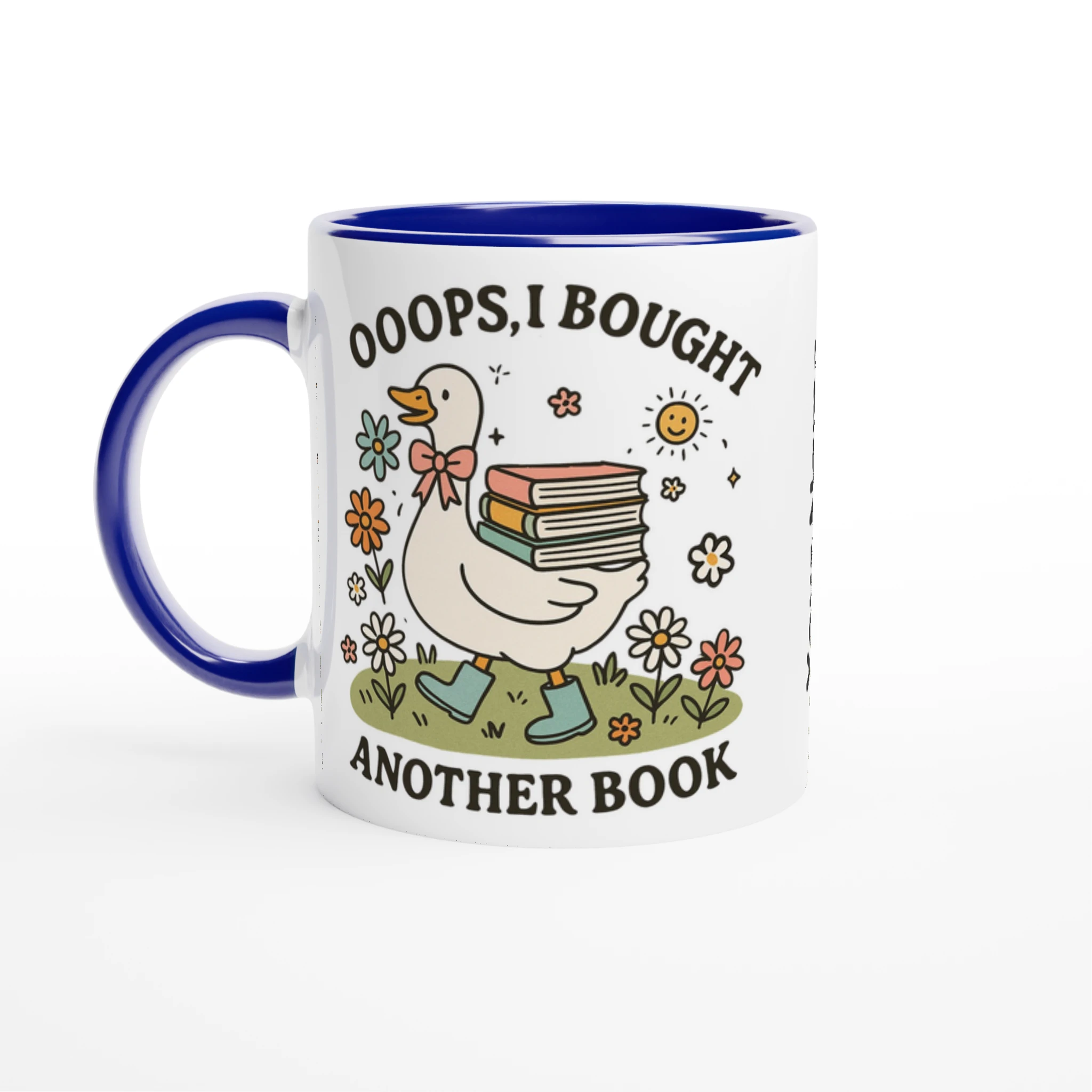 Personalised - Oops, I Bought Another Book - White 11oz Ceramic Mug with Colour Inside Ceramic Blue Personalised 11oz Mug animal customise Globally Fulfilled personalise Reading