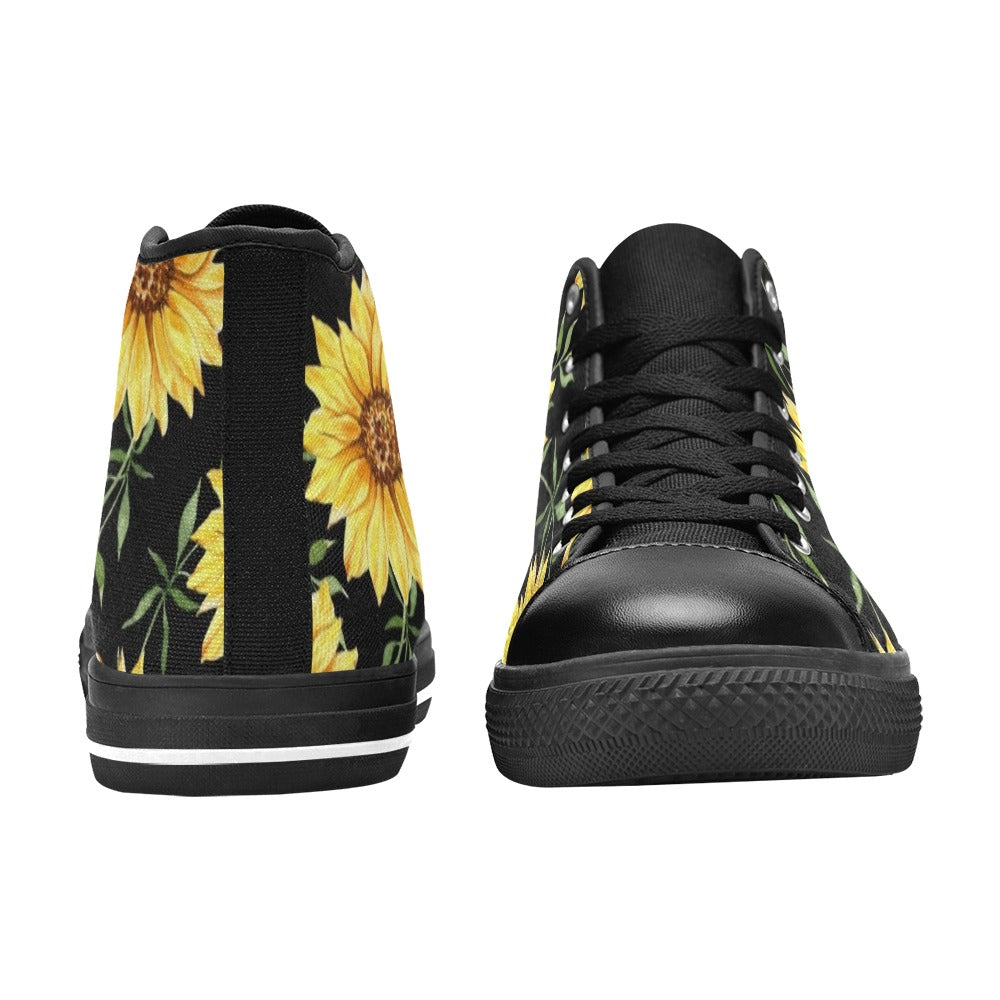 Painted Sunflowers - Kids High Top Canvas Shoes