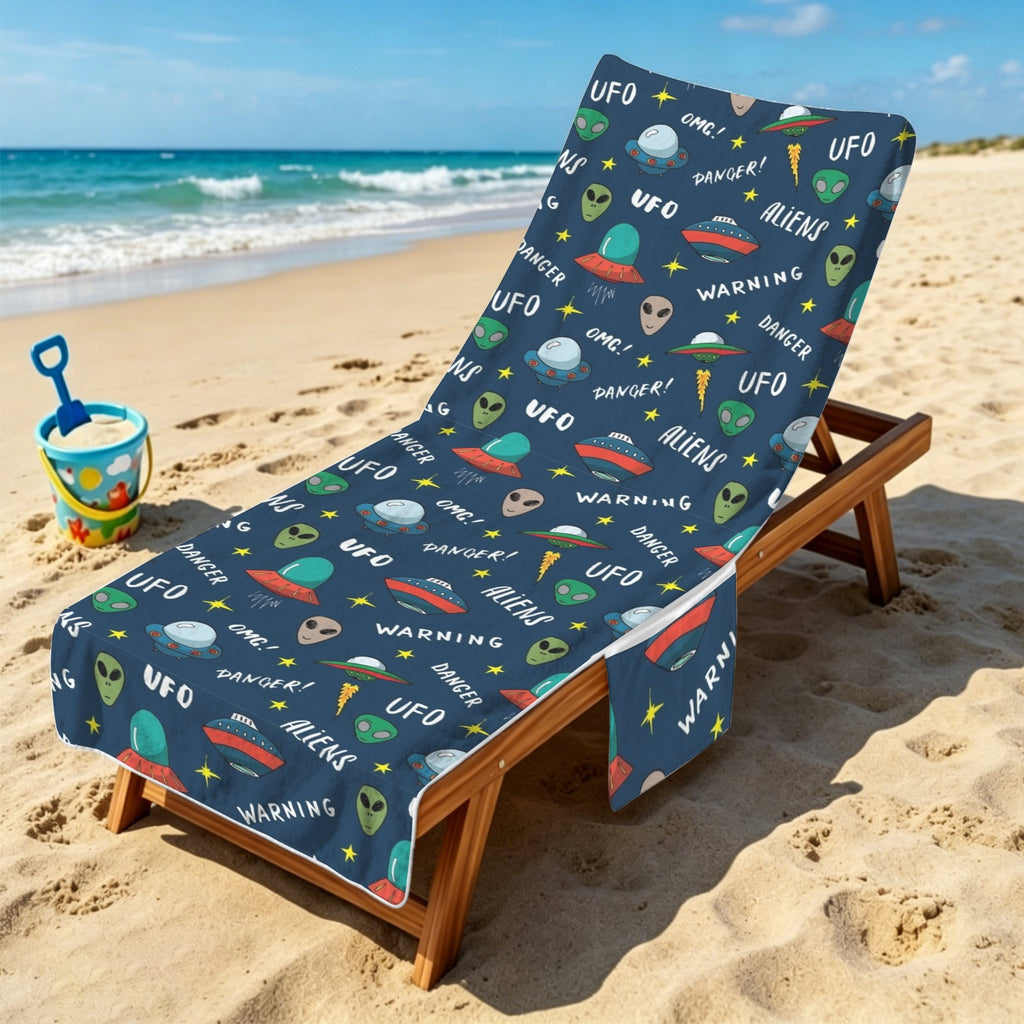 UFO's And Aliens Beach Chair Towel Cover with Side Pockets