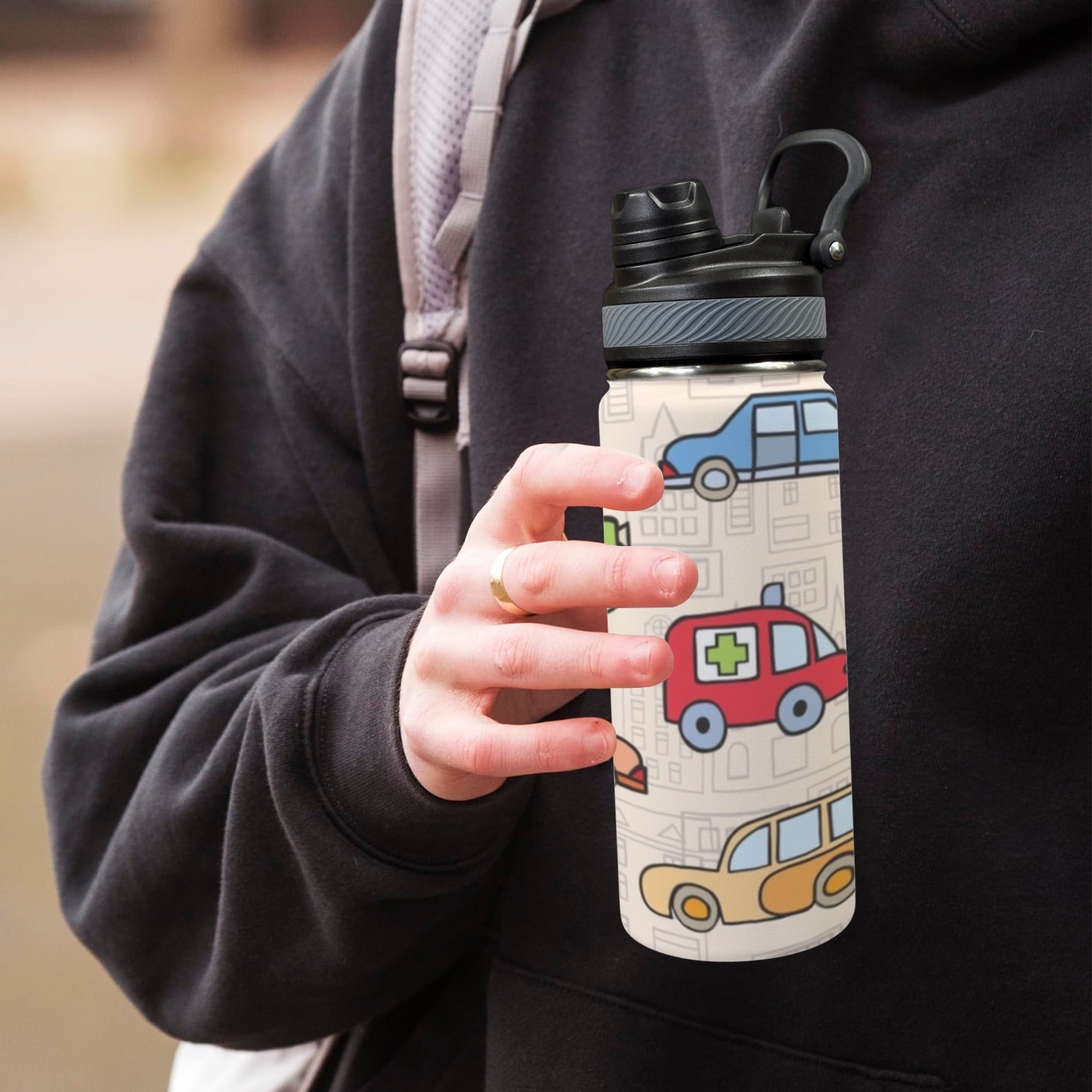 Kids Cars - Insulated Water Bottle with Dual-Use Lid (18oz) Insulated Water Bottle with Dual-Use Lid (18oz) Printed Offshore