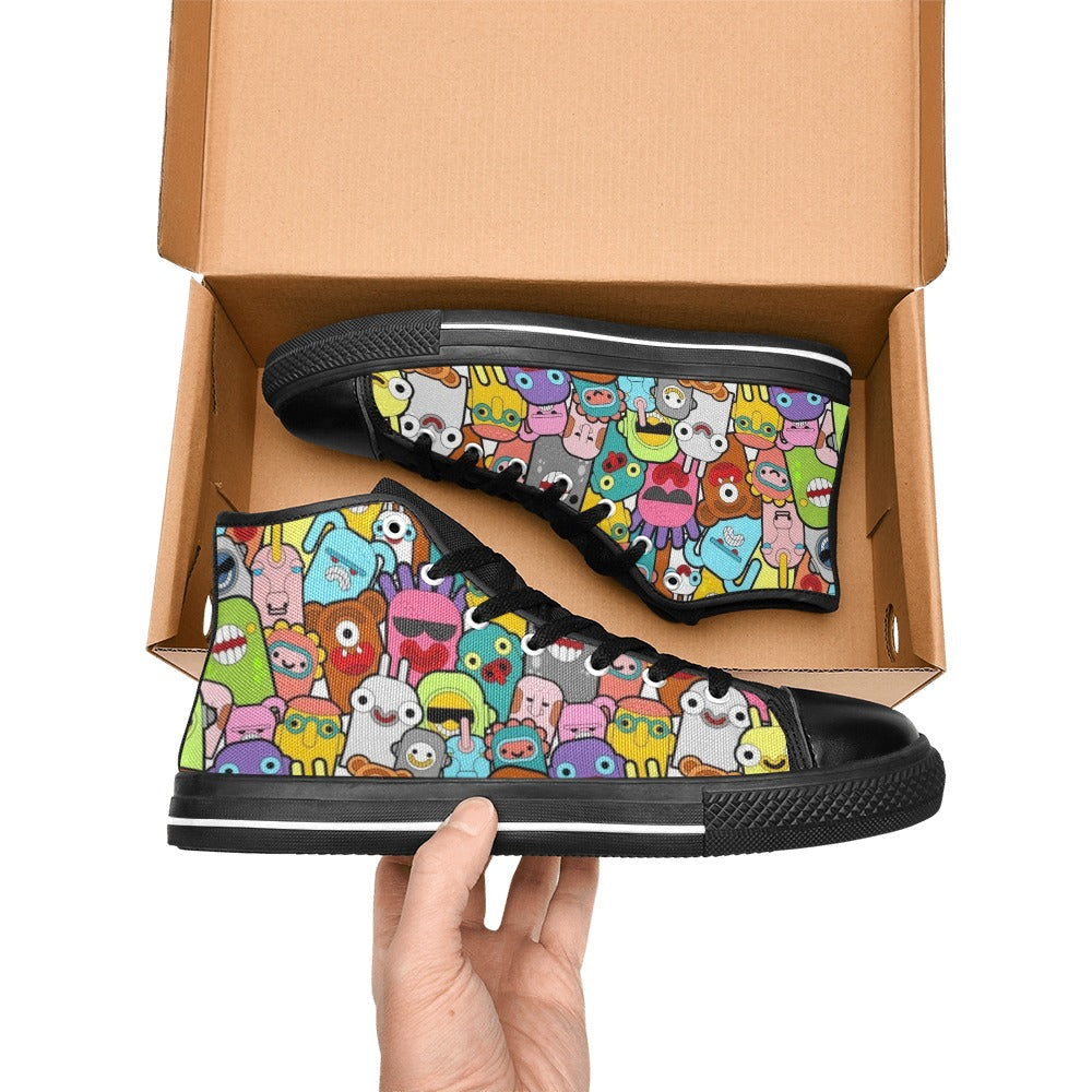 Happy Monsters - Men's High Top Canvas Shoes