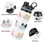 Cat Faces - Insulated Water Bottle with Dual-Use Lid (18oz) Insulated Water Bottle with Dual-Use Lid (18oz) animal Printed Offshore