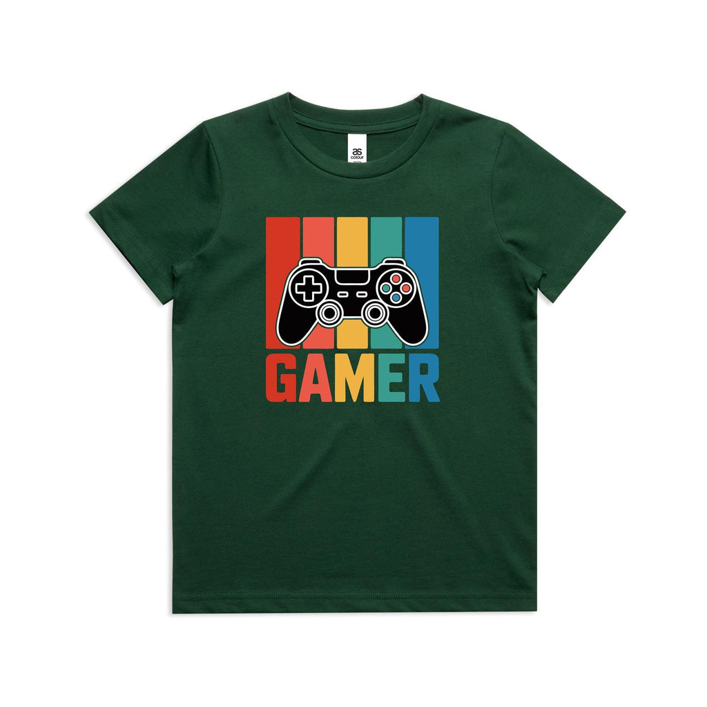 Gamer Kid's AS Colour T-shirt Forest Green Kids Youth T-shirt Games Printed In Australia