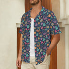 Space Arcade Men's Short Sleeve Hawaiian Shirt Men's Hawaiian Shirt (New) Games Printed Offshore Retro