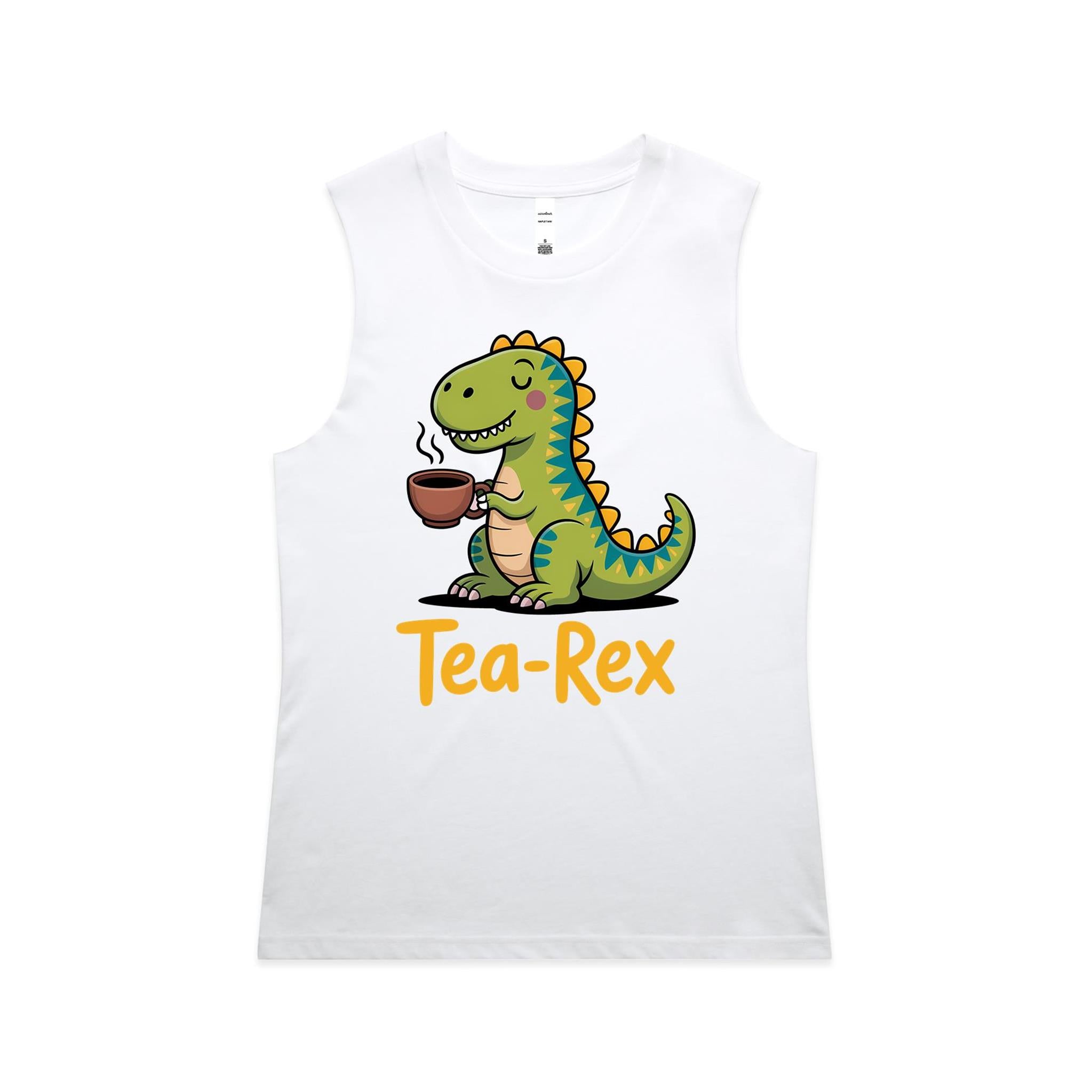 Tea Rex - AS Colour Women's Maple Tank White Womens Maple Tank Top animal Printed In Australia Tea