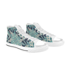 Vintage Blue Floral Women's High Top Canvas Shoes Womens Classic High Top Shoes Printed Offshore