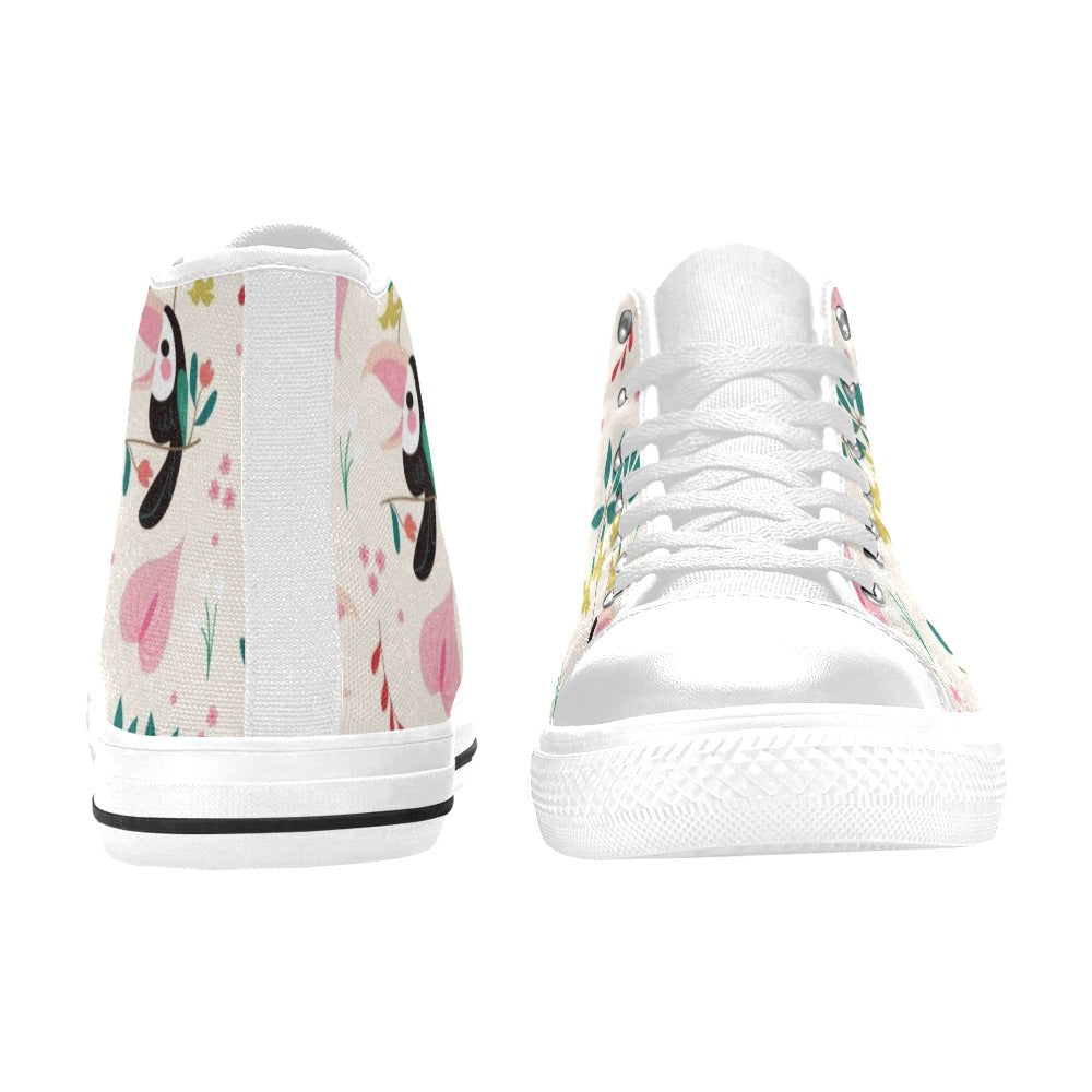 Toucans In Pink Women's High Top Canvas Shoes Womens Classic High Top Shoes animal Printed Offshore