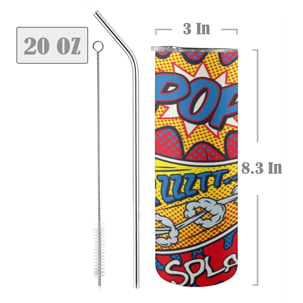 Comic Book 20oz Tall Skinny Tumbler with Lid and Straw