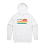 Retro Sunset - Mens Hoodie White Mens Hoodie Printed In Australia Retro