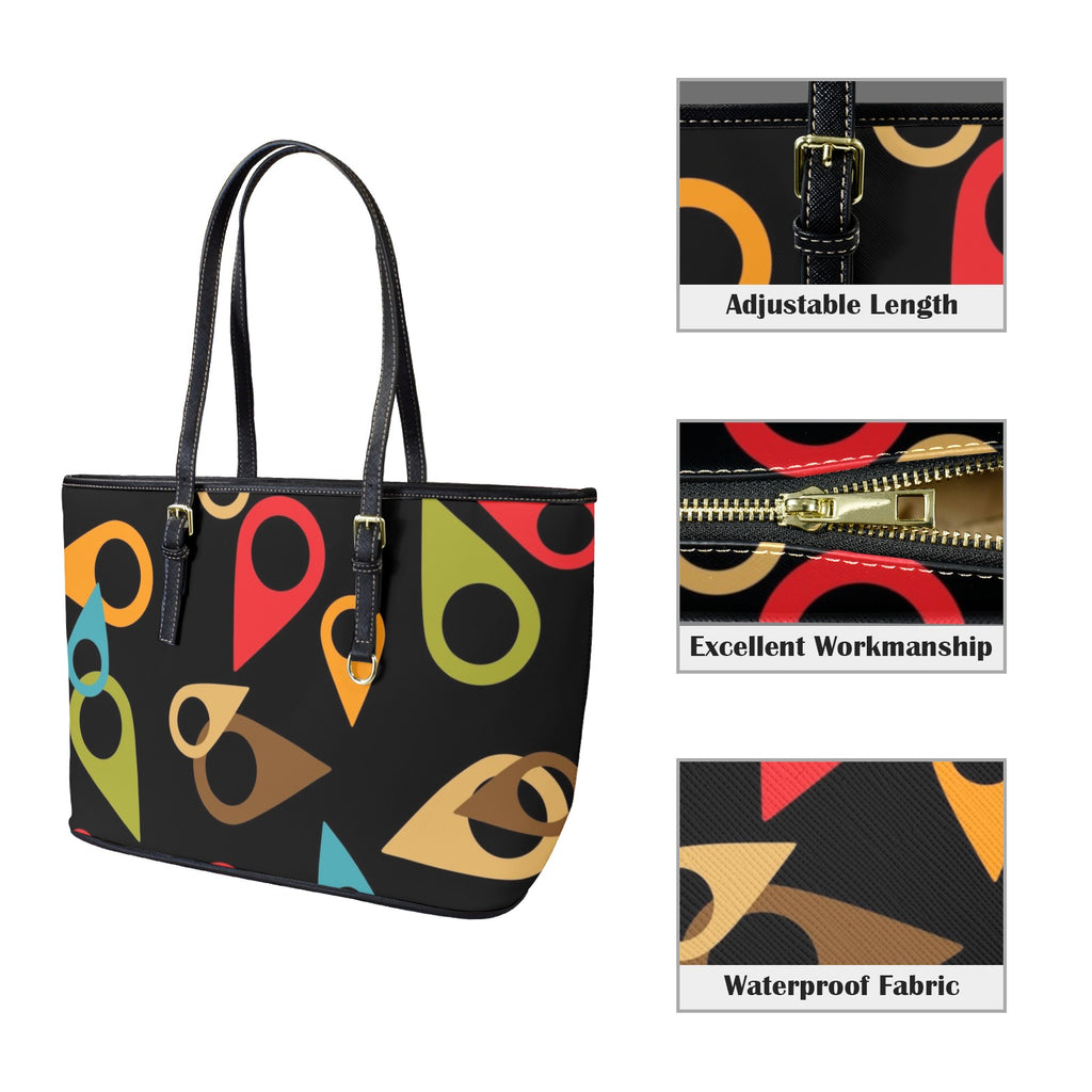 Where Am I - Leather Tote Bag-Large