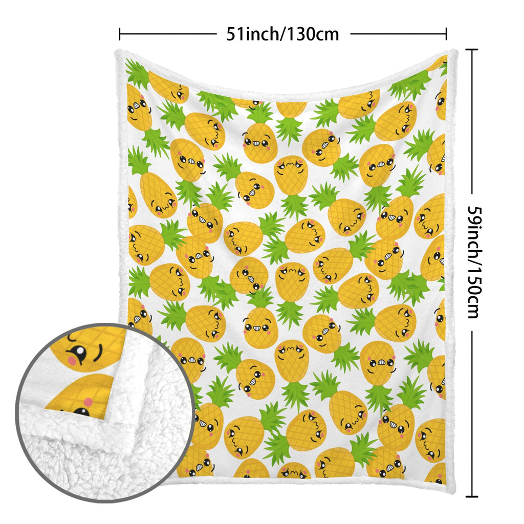 Cool Pineapples - Double-Layer Fleece Blanket 51"x59"
