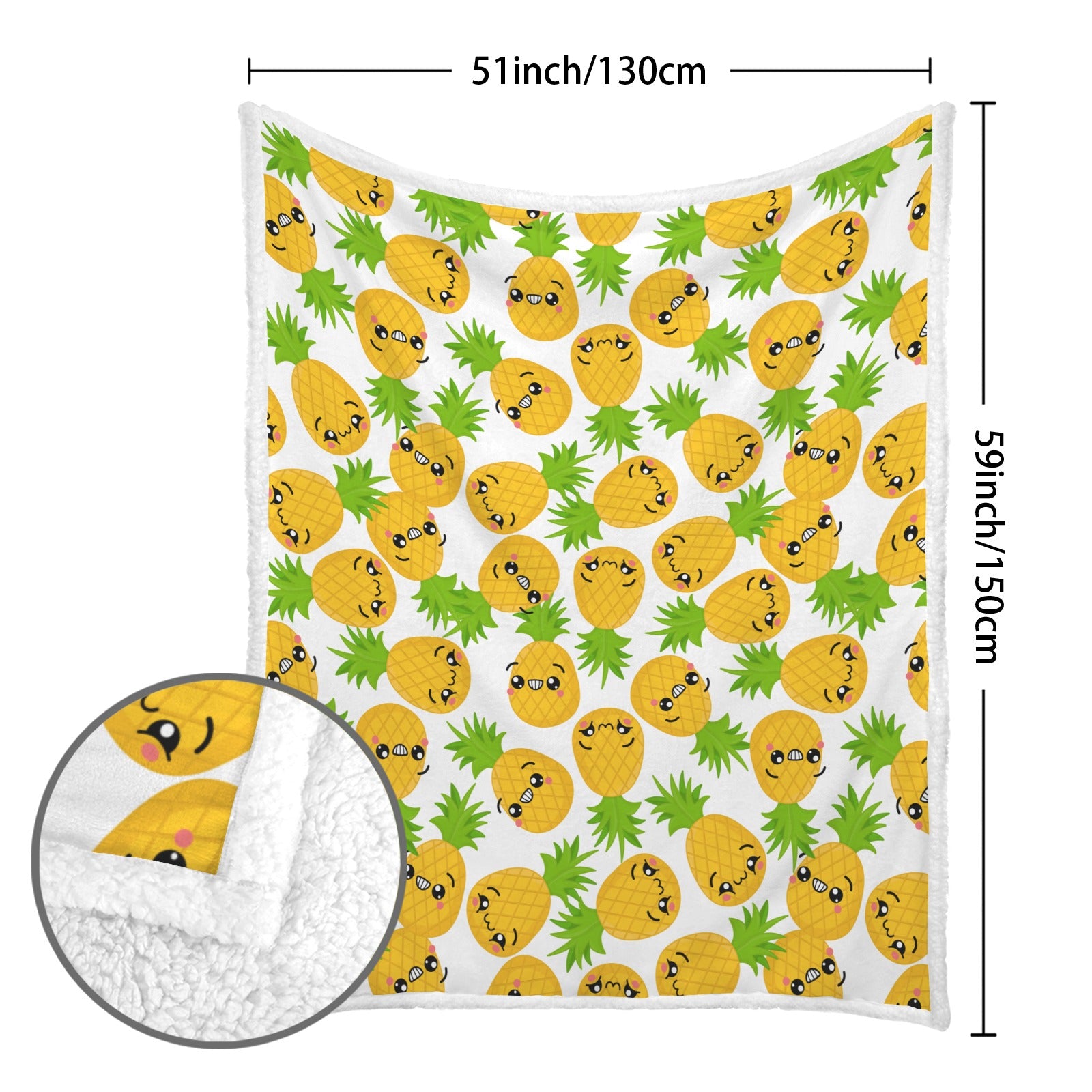 Cool Pineapples - Double-Layer Fleece Blanket 51"x59"