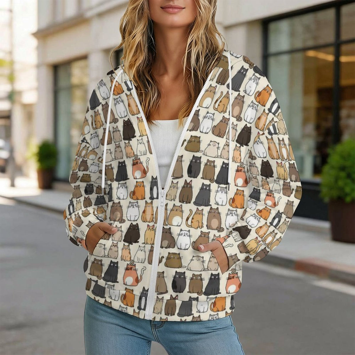 Lots Of Cats Women's Full-Zip Hoodie