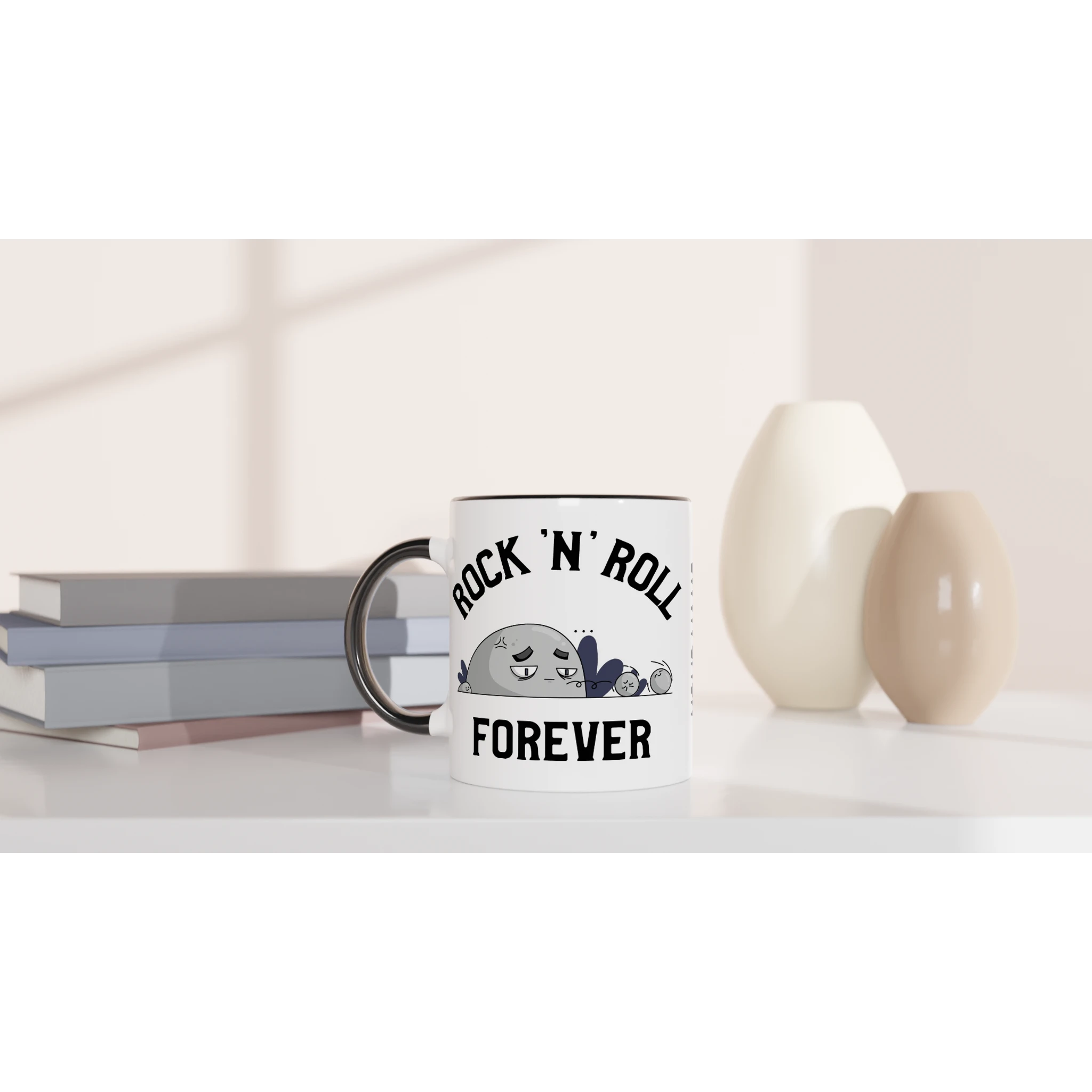 Personalise - Rock 'N' Roll Forever - White 11oz Ceramic Mug Personalised Mug customise Globally Fulfilled Music personalise