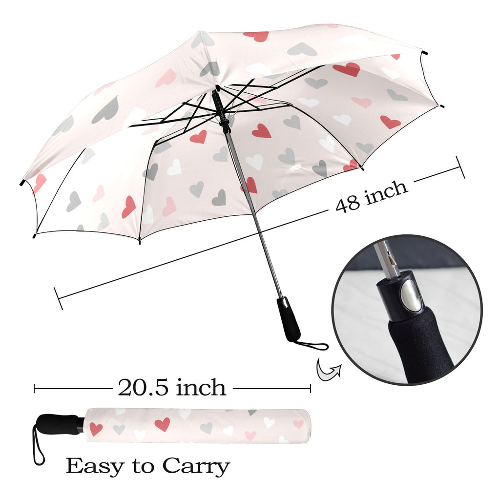 Pretty Hearts - Semi-Automatic Foldable Umbrella (Model U12) Semi-Automatic Foldable Umbrella (U12)