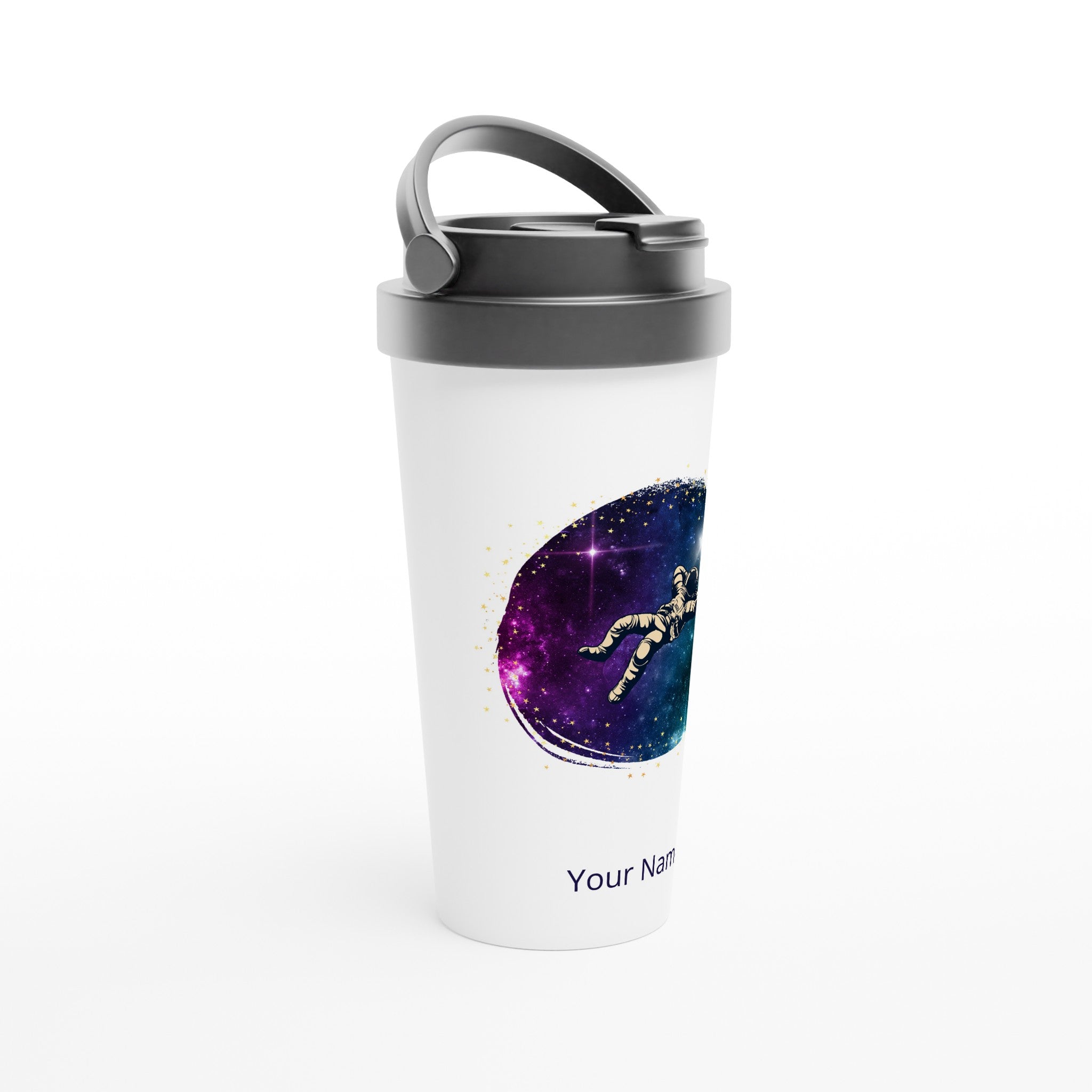 Personalised - Spaceman - White 15oz Stainless Steel Travel Mug Personalised Travel Mug Globally Fulfilled space